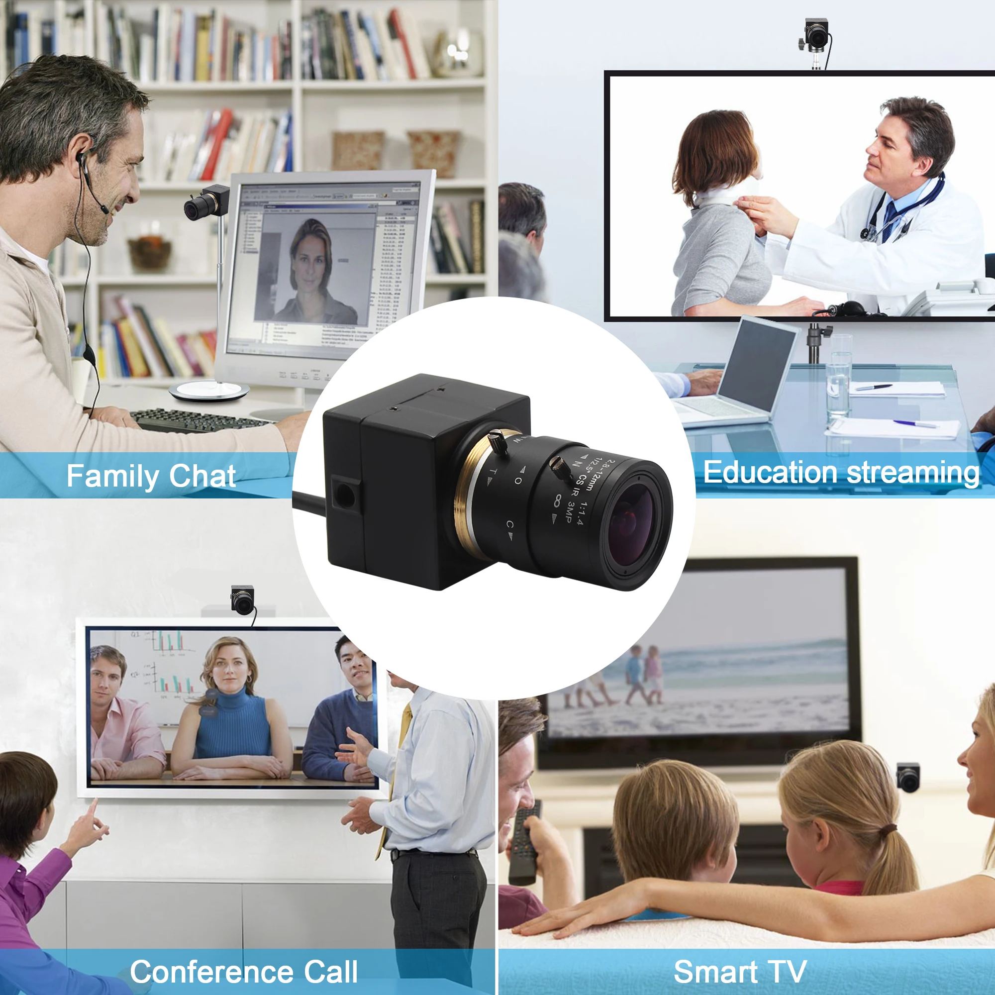 CS 마운트 2.8-12mm varifocus 렌즈 H.264 30fps 1920*1080 저조도 0.01lux 컬러 CMOS IMX322 센서 USB 카메라 웹캠