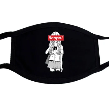 

Black Dustproof Masks Anime Senpai Logo Washable Face Mouth Windproof Unisex Anti Dust Haze Dust Breathing Face cover