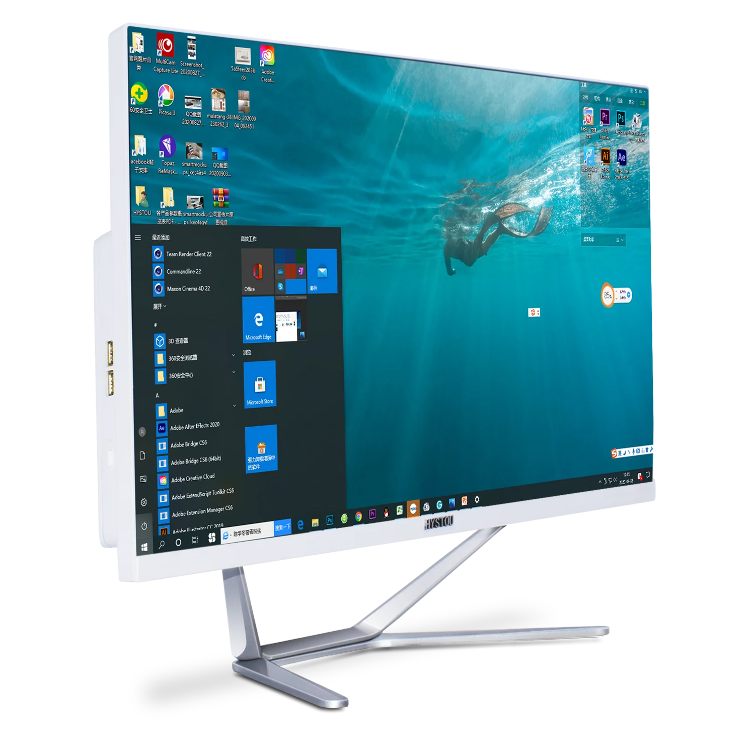 Factory price HYSTOU monoblock desktop all in one PC computer 23.8 inch monitor intel core i3 i5 i7 processors for gaming office