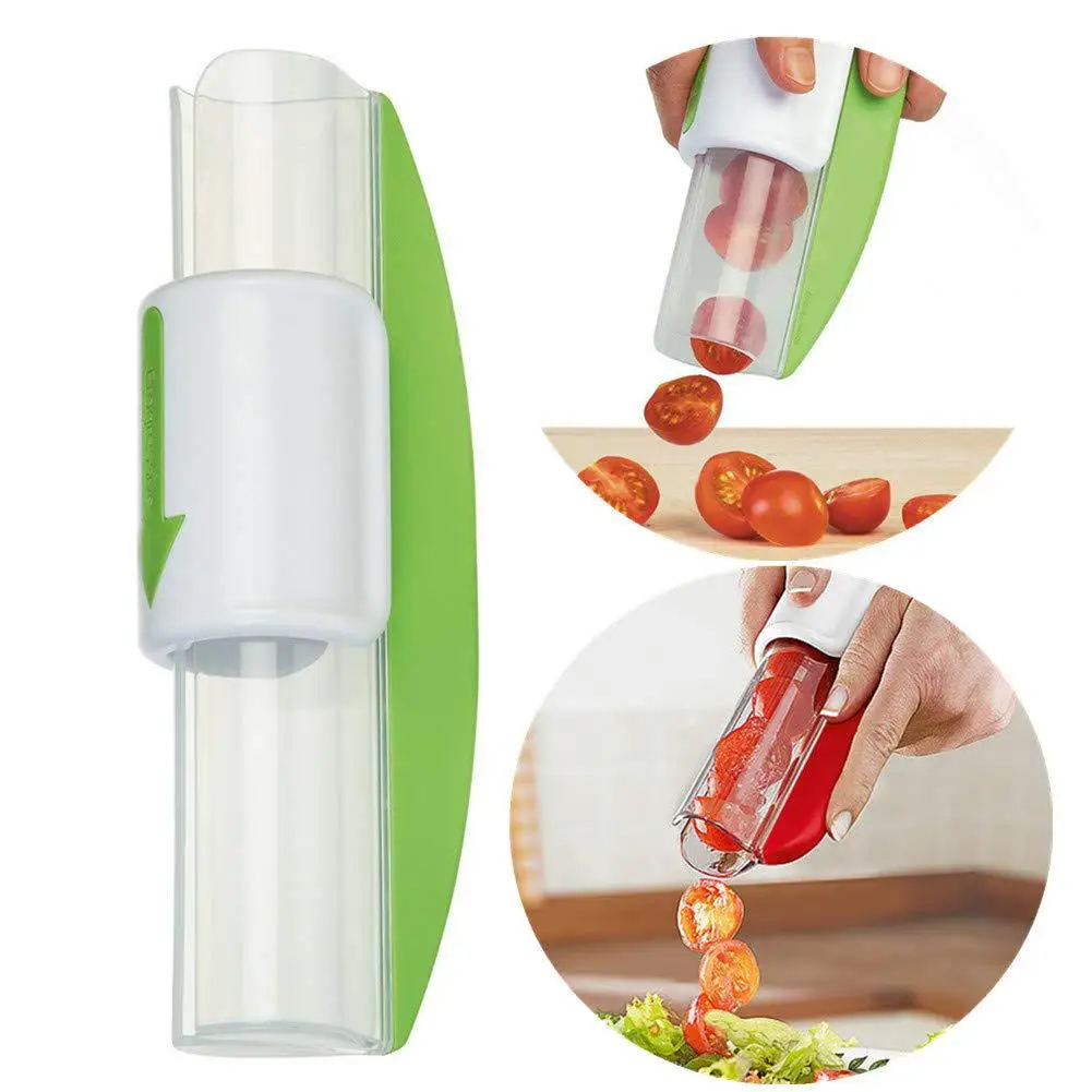 

HOT SALES!!! 1/2Pcs Safe Grapes Cherry Tomato Fruit Cutter Zip Slicer Vegetable Salad DIY Making Tool Kitchen Accessories