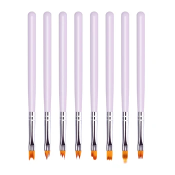 

8pcs Spotting Shaping Nail Art Brush Set Half Moon Shape Color Painting Drawing Professional Remove Fingerprints Home Salon