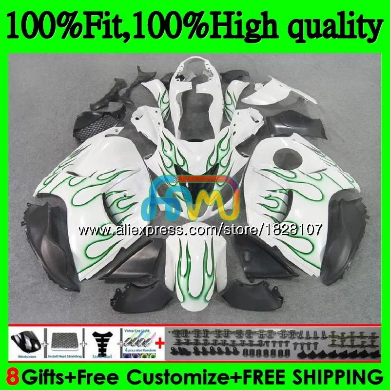 No. 1 Зеленый пламенем впрыска для SUZUKI Hayabusa GSXR 1300 GSXR1300 08 13, 14, 15, 16 лет 57BS. 26 GSX-R1300 2008 2013 обтекатель - Цвет: No. 1