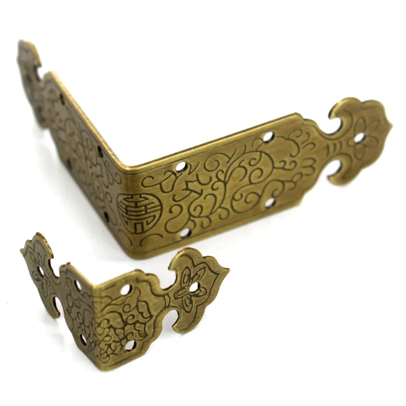10 Pcs Antique Chinese Brass Corner Bracket Furniture Desk