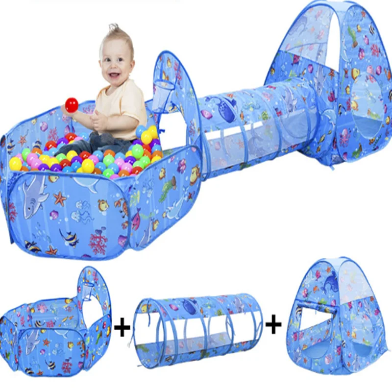 Детский тент Agnicy Underwater World детский из трех частей с шариками мультфильмов туннель