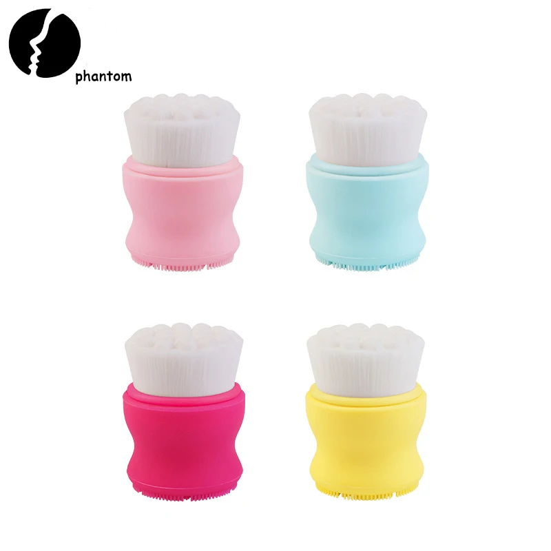 

Manual Silicone Facial Brush Soft Dual Head Face Cleansing Brush Cute Portable Mini Blackhead Remove Deep Washing Massage Brush