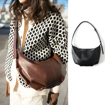 

Soft Leather Crossbody Bags For Women Casual Totes Travel Shoulder Bag Female Bolsa Dumpling Crossbody Pack