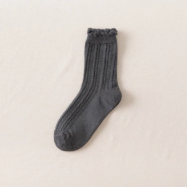 ruffle frilly socks woman kawaii calcetines de la mujer cute women meias mulher skarpetki meia calcetas white japanese sock Dark gray
