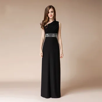 

Beaded One Shoulder Evening Dresses 2020 Black Floor Length Evening Gowns Elegant Long Party Dress