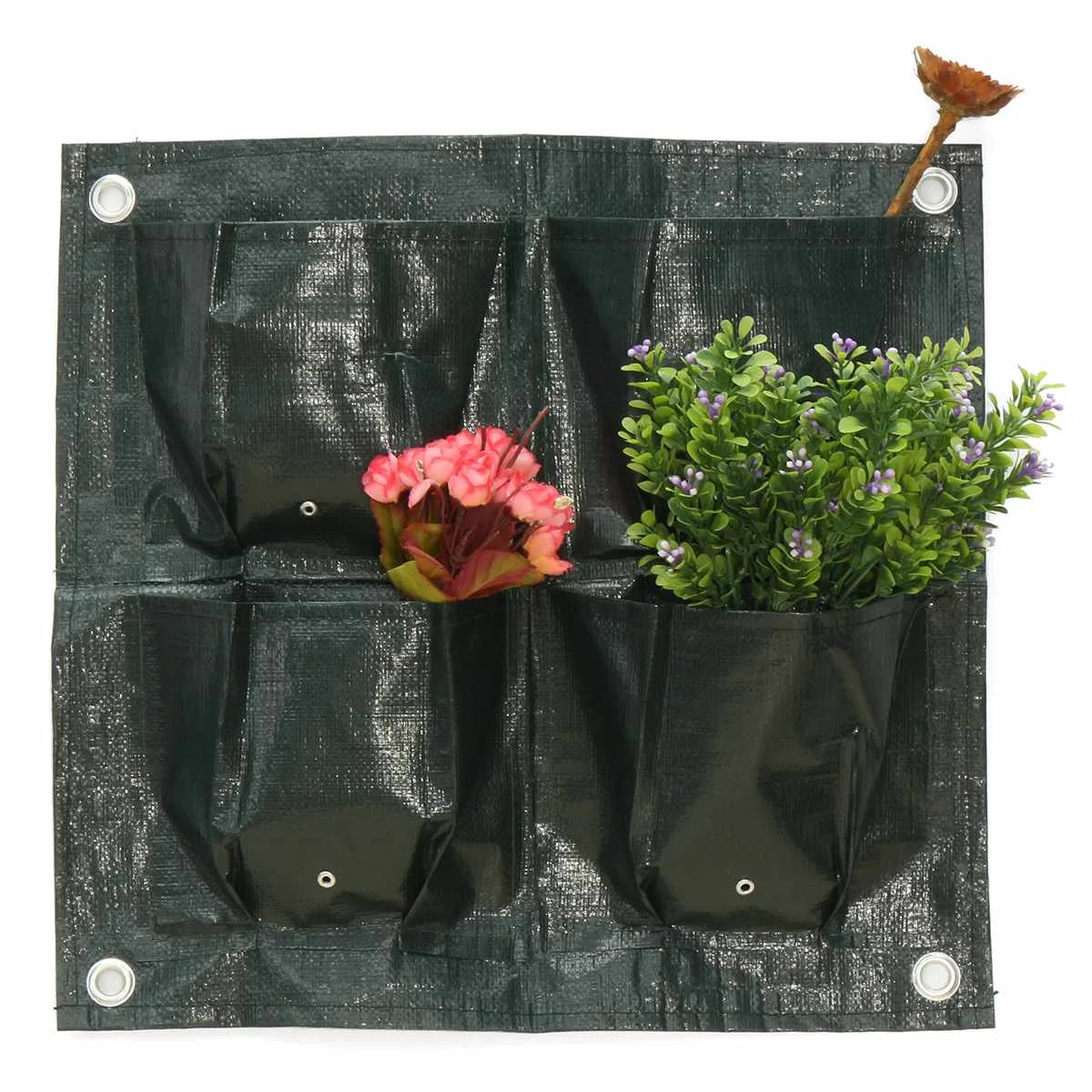 4 Pockets Vertical Garden Planter Wall-mounted PE Home Gardening Flower Planting Bags Living Indoor Wall Planter