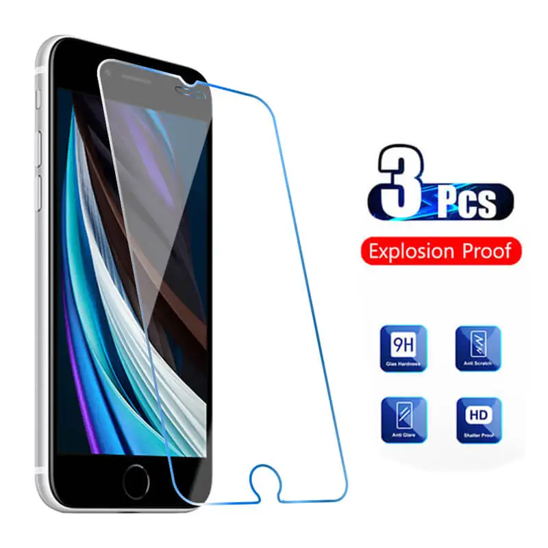 3 pçs vidro protetor no para iphone 6 s 7 6 s plus protetor de tela aifone 6 s vidro protetor de tela iphone6s filme aiphone s6 3d pelicula armadura