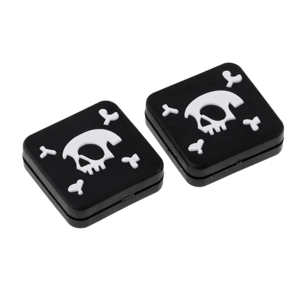 2 Pieces Cool Skull Skeleton Square Silicone Tennis Racquet Shock Absorber Vibration Dampeners - Black/Red