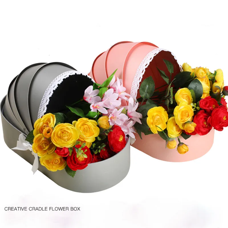 

Beautiful Paperboard Box Handy GIft Bag Festival for Florist Handy Flower Wedding Rose Party for Candy Cradle Packaging Boxes