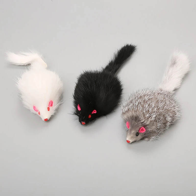1Pcs False Mouse Cat Pet Toys 18 cm Cat Long-haired Tail Mice Mouse Toys Soft Rabbit Fur Furry Plush Cat Toy For Pet Cats Dogs playology dog toys