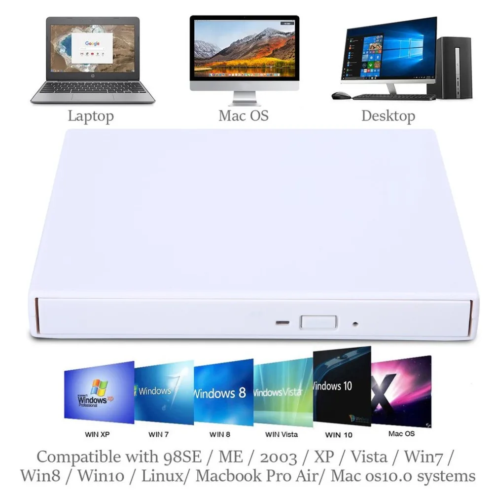 Универсальный USB внешний комбинированный оптический привод CD/DVD плеер CD горелки для ПК ноутбука Win 7 8 DVD горелки привод для компьютера горячая распродажа
