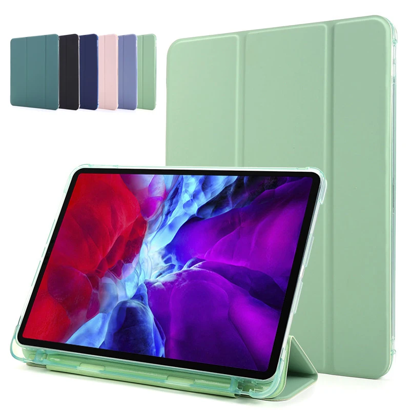 Умный чехол для iPad Pro 2021 11 12 9 дюймов мягкий кожаный планшета 2020 с держателем