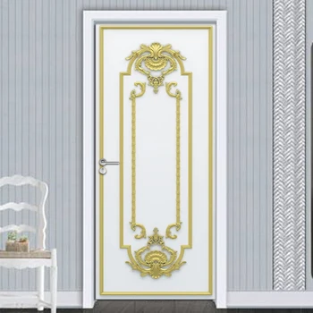 

3D DIY Self-adhesive Door Stickers European Style Living Room Bedroom Door Mural Home Decor PVC Waterproof Vinyl Wallpaper Roll