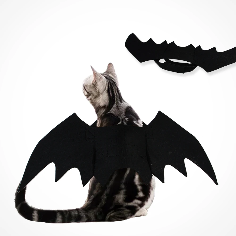 

Halloween Cat Bat Wings Collar Harness Decor Puppy Pet Cat Black Bat Dress Up Funny Wing Cat Clothes Accessory Christmas Gifts 4