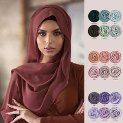 Muslim Hijabs Chiffon Hijab Scarf Women African Headscarf Wraps Solid Color Plain Shawl Scarves for Ladies Hijab Femme Musulman