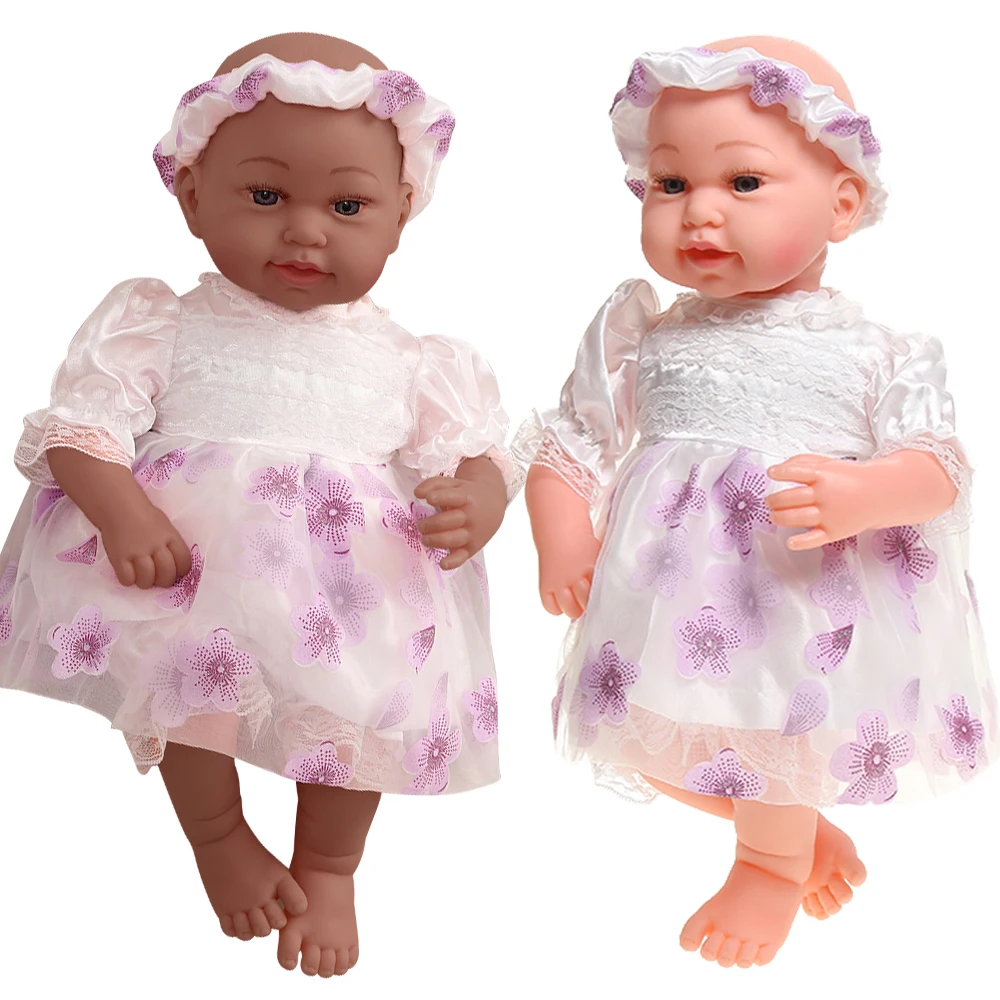 45 см летняя черная Кукла Reborn интерактивное платье Bebe куклы плач смех силиконовые