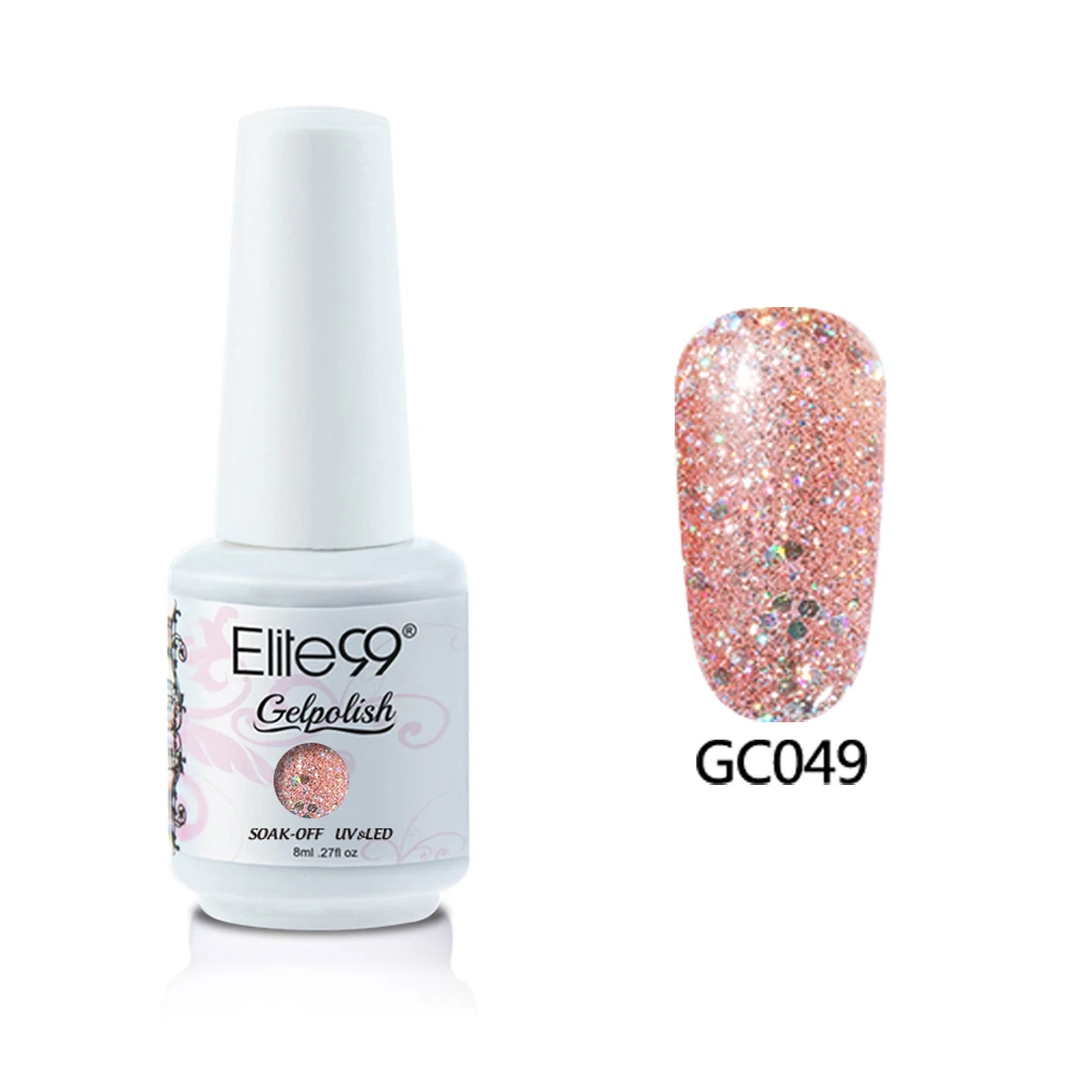 GC049 Elite99 8 мл бриллиантовый Гель-лак с блестками лак для Ногтей Сияющий Блеск УФ Гель-лак отмачиваемый лак для ногтей маникюр гель для ногтей - Цвет: GC049