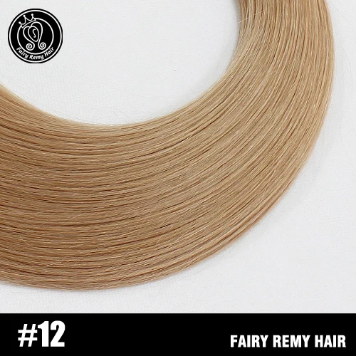 #12 Фея remy волосы 2" Remy Кератиновый плоский кончик человеческие волосы для наращивания блонд цвет прямые капсулы Предварительно Связанные волосы для наращивания натуральный - Цвет: #12