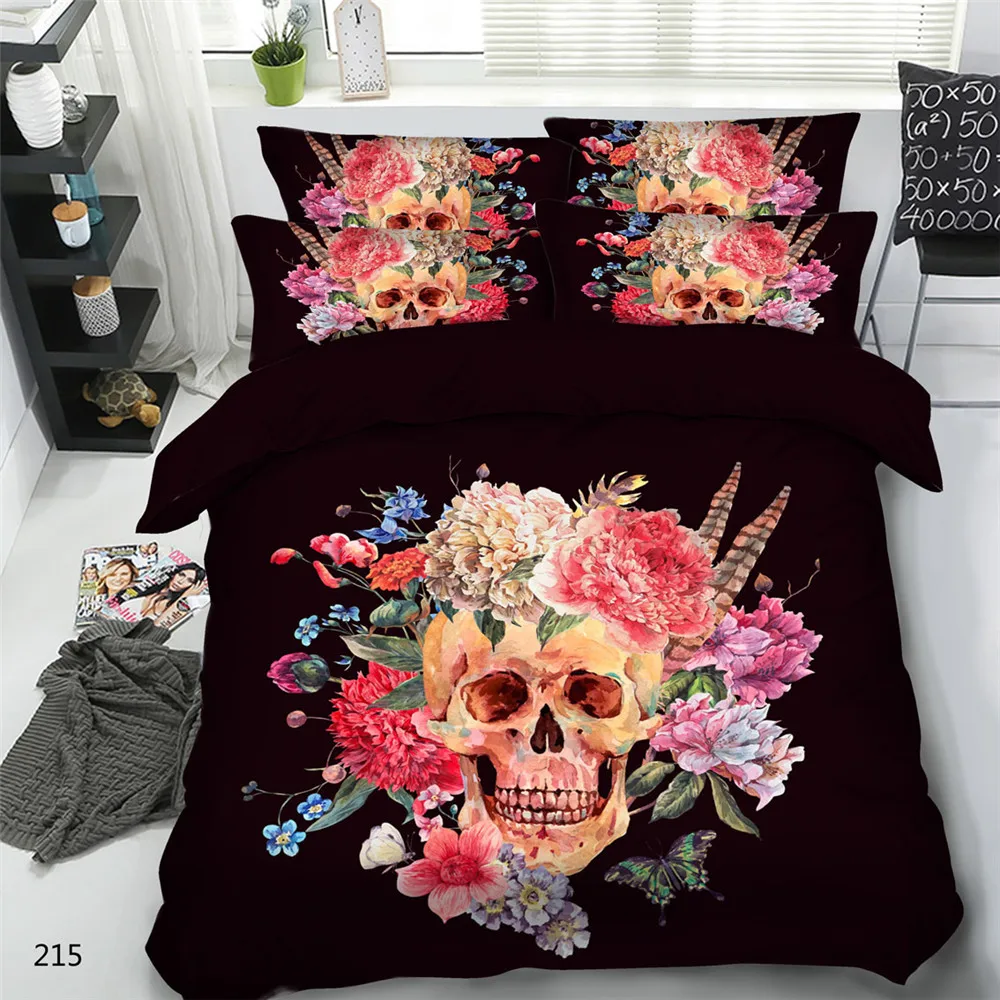 * S Sugar Skull серия постельных принадлежностей 4 шт белая или черная ткань с
