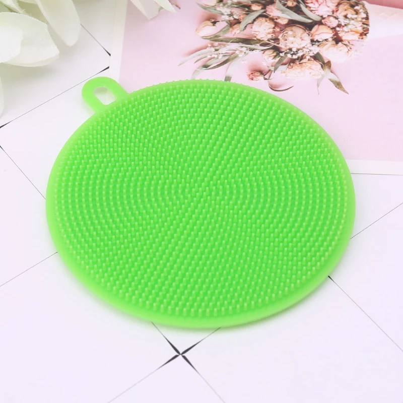 Инструмент для чистки кухни, круглая силиконовая щетка для чистки посуды, миски, кастрюли, чистки E65B