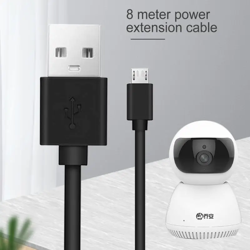 8 m/26ft Micro USB кабель для зарядного устройства камеры кабель-удлинитель провод удлинитель для зарядки для камеры Wyze Cam Pan Oculus Go черный