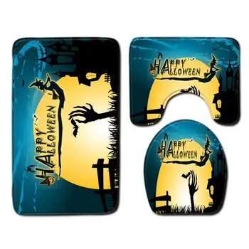 

1/3/4PCS/SET 2020 New Happy Halloween Waterproof Polyester Fabric Shower Curtain For Home Office