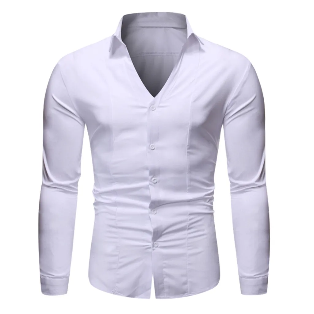 WH Camisa Masculina мужская новая стильная простая Модная рубашка с длинными рукавами Модная белая Удобная блузка 19Aug13 P30 - Цвет: WH