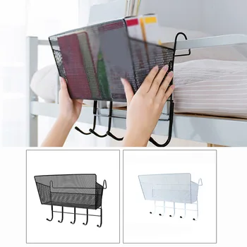 

1*Storage Basket With Hook Students Dormitory Bedside Bed Hanging Storage Basket Hook Corner Shelf Holder Rack Organizer