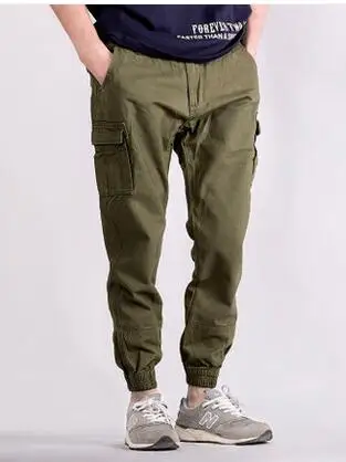 Army green Уникальный дизайн для мужчин весна мульти-карман повседневные обтягивающие мужские брюки Hrem брюки воды мыть лодыжки длина брюки - Color: Army green