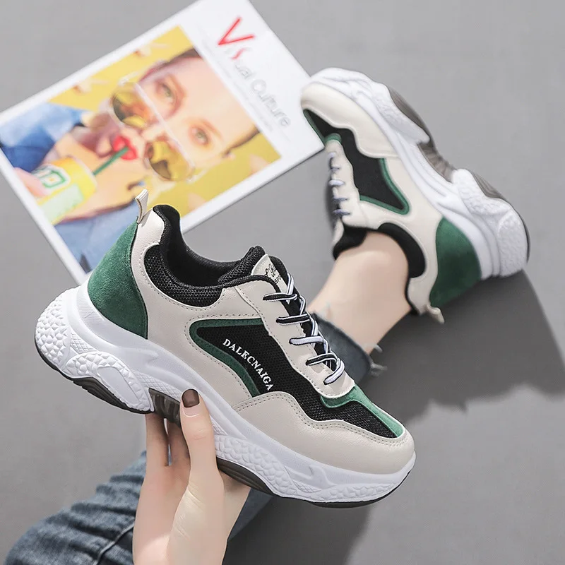 Zapatos deportivos de Estudiante Coreano para mujer, zapatillas informales con aumento