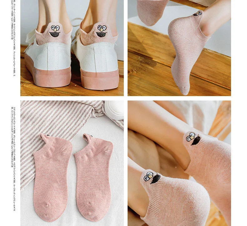 gold toe socks for women 20 Pcs=10pairs/Lot Cotton Funny Socks Women Kawaii Embroidered Expression Women Socks Happy Cute Socks Candy Color Skarpetki trainer socks womens