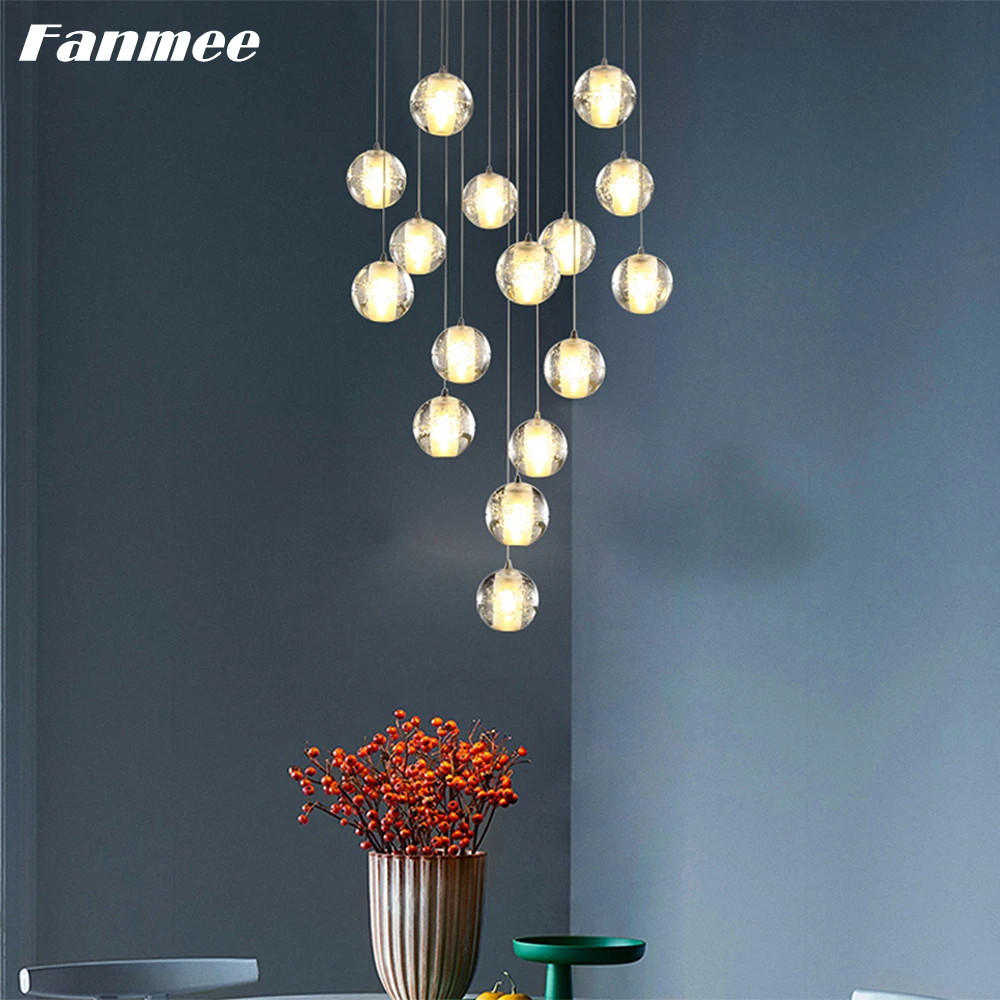 Скандинавский пузырь с украшением в виде кристаллов подвесной светильник