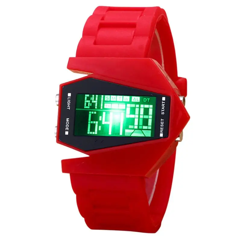 ЖК-силиконовые многофункциональные модные тренды крутые индивидуальные светодиодные электронные часы детские спортивные смарт-шагомер Горячая - Цвет: Красный
