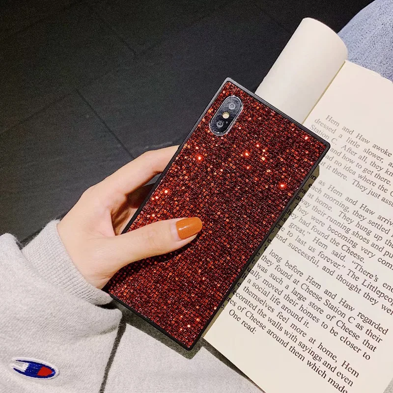 Квадратный Блестящий горный хрусталь чехол для телефона iphone 11 Max pro XR XS X XS Max X 8 7Plus Блестящий Алмазный защитный чехол