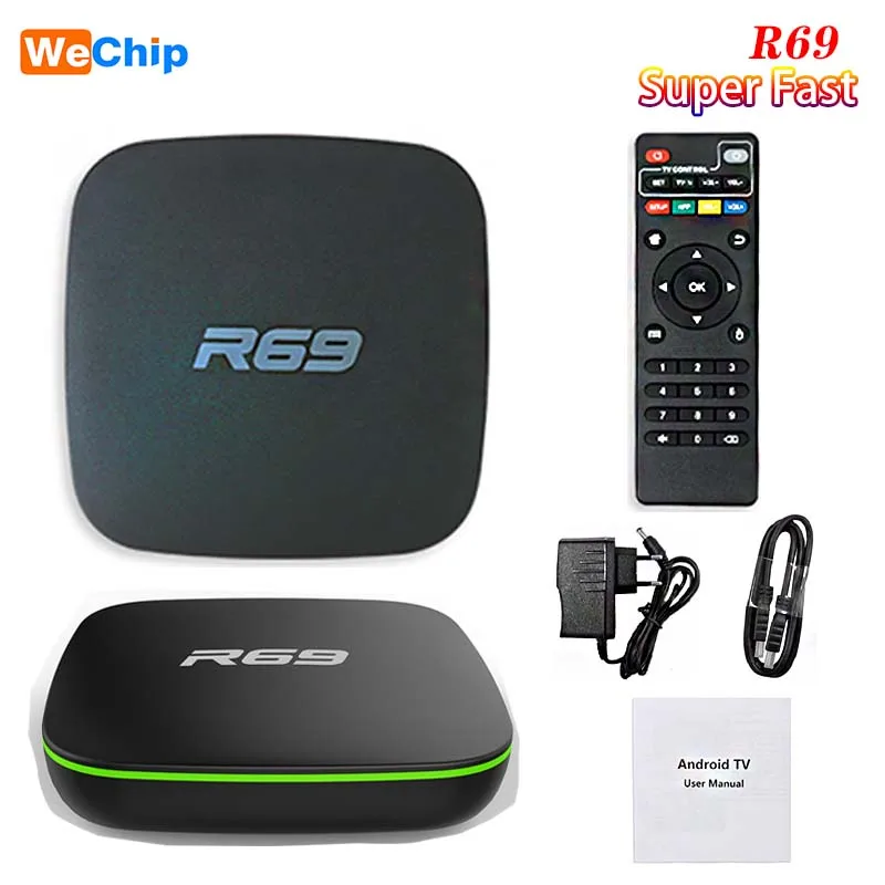 Wechip Смарт ТВ приставка R69 Android 7 1 ГБ 8 Allwinner H3 четырехъядерный 2 4G Wifi 1080P HD Гб 16 фильм