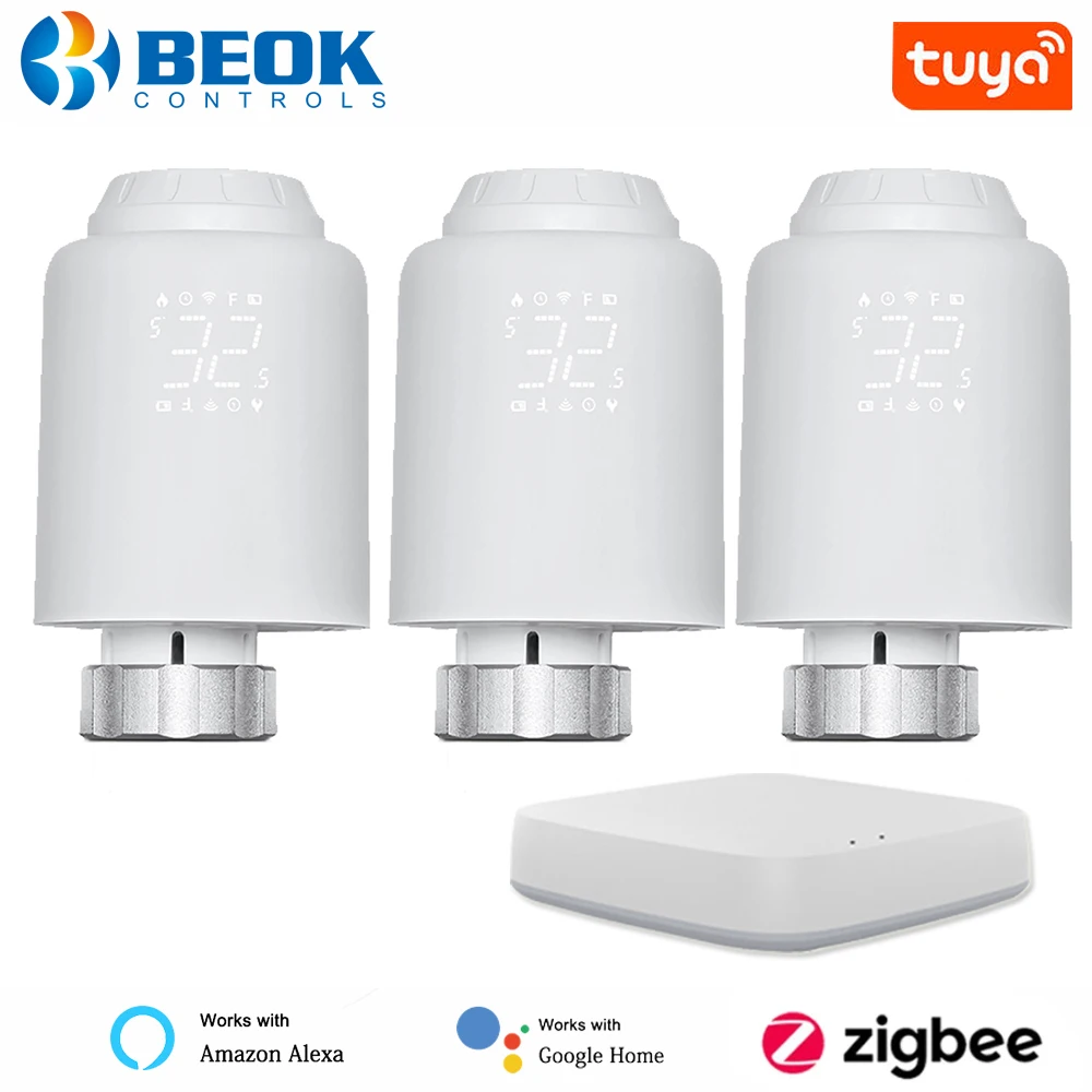 

Beok TRV ZigBee Tuya Smart Thermostatic Radiator Actuator Valve Programmable Thermostat Temperature Controller Alexa Google