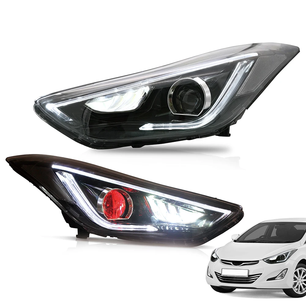 

Headlamp Assembly for Hyundai Elantra Coupe 2012-2015 Head Light Moving Turn Signal Dual Beam Lens Demon Eyes Car Accessories