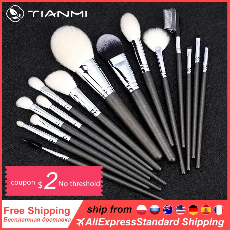 Новое поступление набор кистей для макияжа из козьей шерсти профессиональный 15 шт. косметический