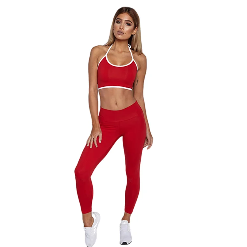 Women Gym Sets Vest Pants Fitness Workout Clothing Running Girls Slim Leggings Tops Sleeveless Sport Wear Solid Suits |