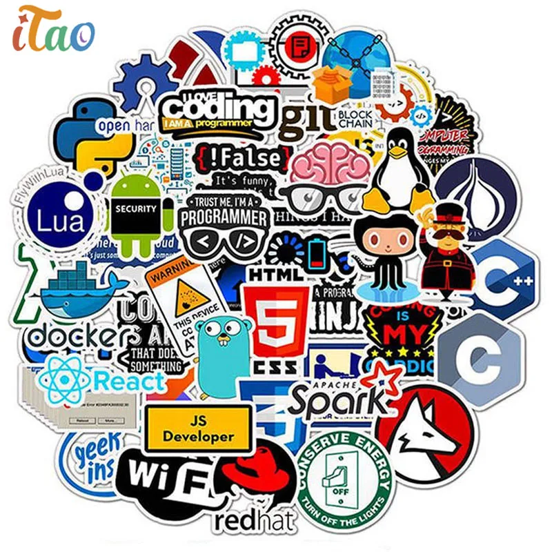Случайные/упаковка программист Geek Java стикер s водонепроницаемый ПВХ СКЕЙТБОРД