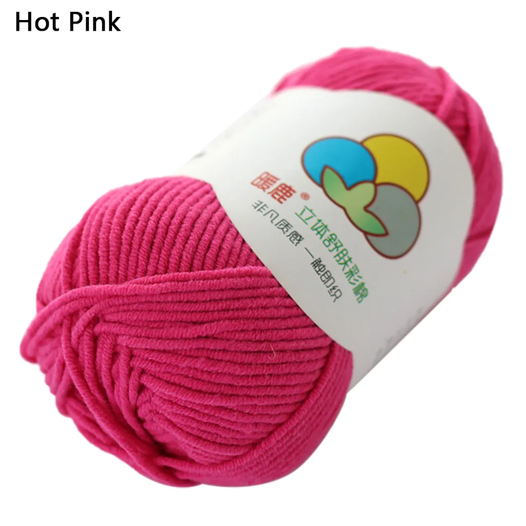 5 нитей молока хлопок теплый мягкий шарф свитер шерсть нить хлопок кашемир пряжа для вязания крючком камвольная шерсть рукоделие - Цвет: Hot Pink