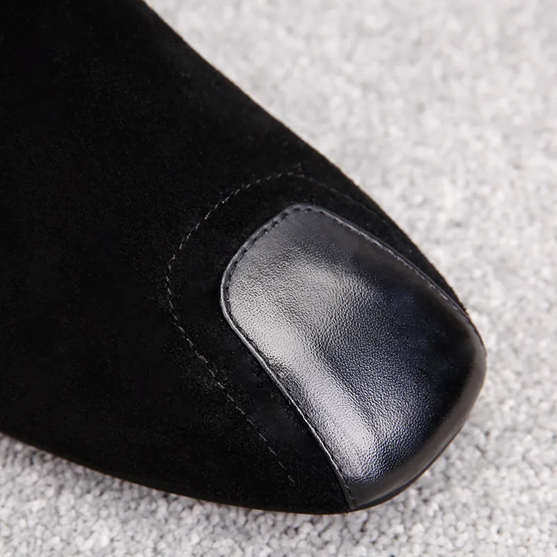 E TOY WORD Autumn winter boots Women British style low heels black ankle boots square heel slip on women shoes Martin boots 42