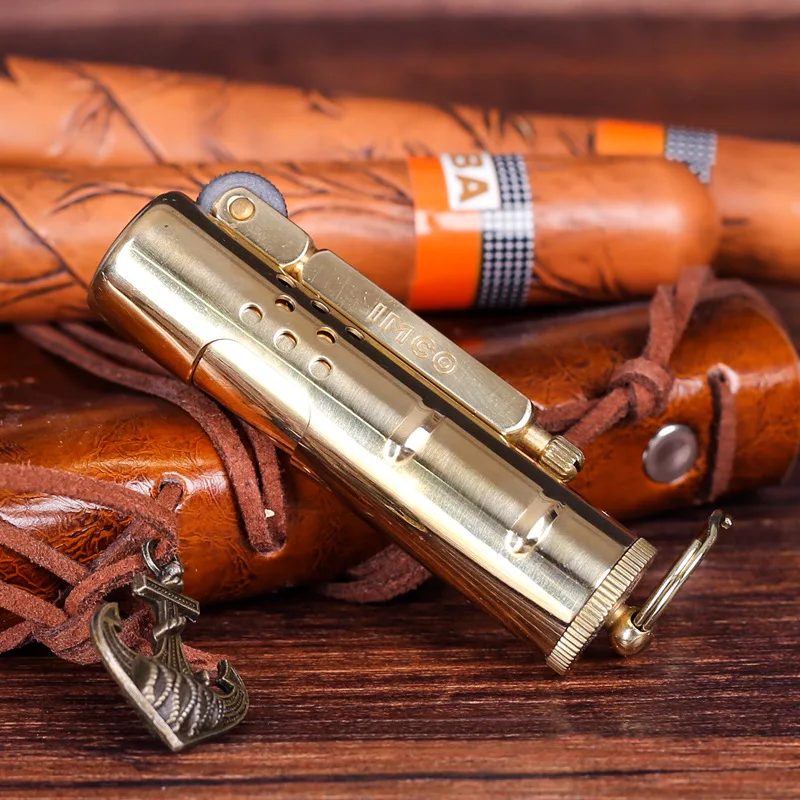 Genuine IMCO pure copper trenches oil lighter ;Retro Retractable Windproof Old Gasoline Lighter