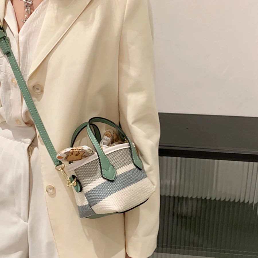 

Ladies shoulder bag wild basket messenger bag mini classic bucket wallet woven stitching handbag fashion mini adjustable