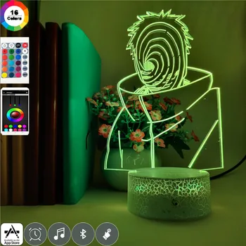 

App Control Acrylic Anime Naruto Uchiha Obito Battery Powered Color Changing with Remote Atmosphere Usb Lampara Led Night Light