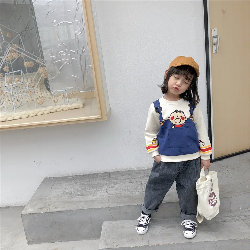 Tonytaobaby/Новинка; милая детская одежда с рисунком для мальчиков и девочек; осенние толстовки для мальчиков; свитер для девочек
