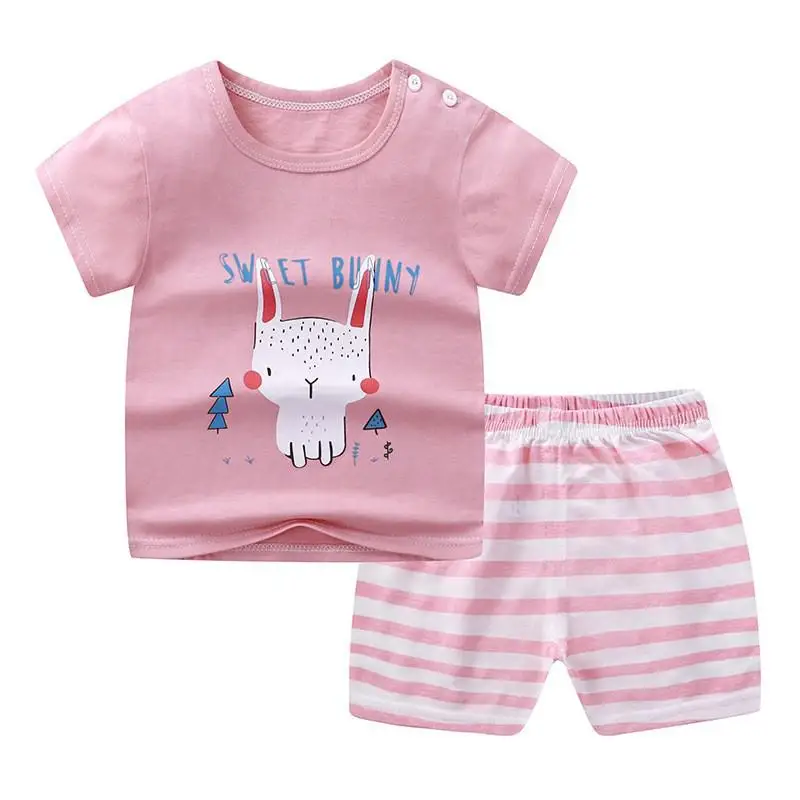 2 3 4 5 Years Children Cartoon T Shirts Shorts Summer Fashion Kids Set Baby Girl Clothing Boys 2pcs 2021 Girls Short Sleeve Suit children's clothing sets high quality Clothing Sets